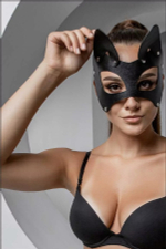 Маска Кошечка классическая кожа черный