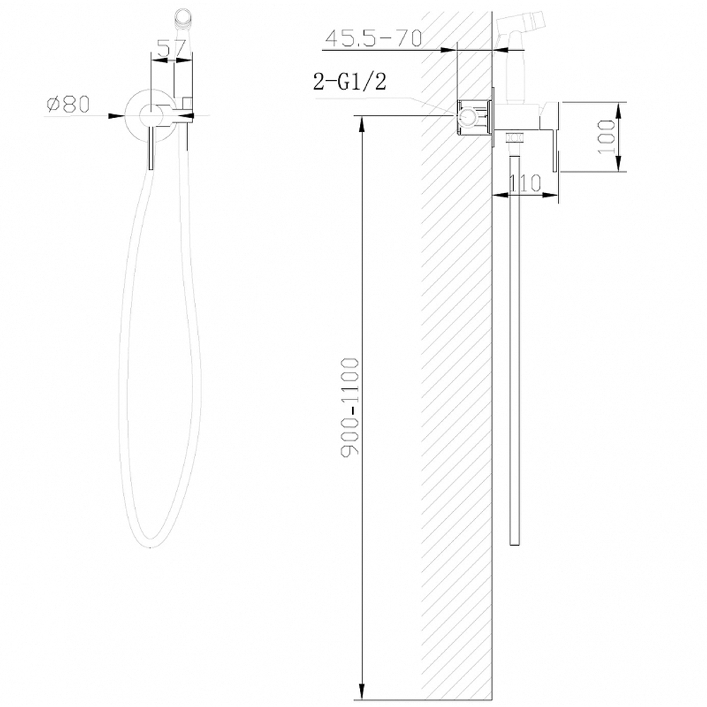 Гигиенический душ со смесителем Abber Wasser Kreis AF8125RG Розовое золото
