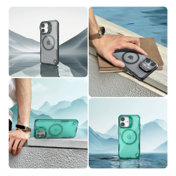 Чехол тонированный зеленый с MagSafe на iPhone 16, серия Iceblade Prop Magnetic (версия с открытой камерой) от Nillkin