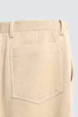 ZARA ВЕЛЬВЕТОВЫЕ БРЮКИ REGULAR FIT, СВЕТЛО-БЕЖЕВЫЙ