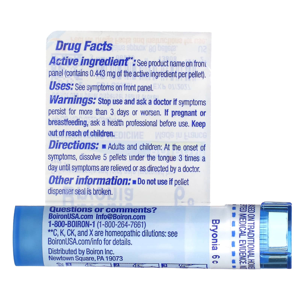 Boiron, Bryonia, 6C, обезболивающее, для мышц и суставов, примерно 80 гранул