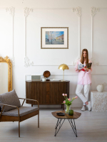 Картина авторская акварельная в паспарту 40х50 см на стену для интерьера "Школьная улица. Москва"