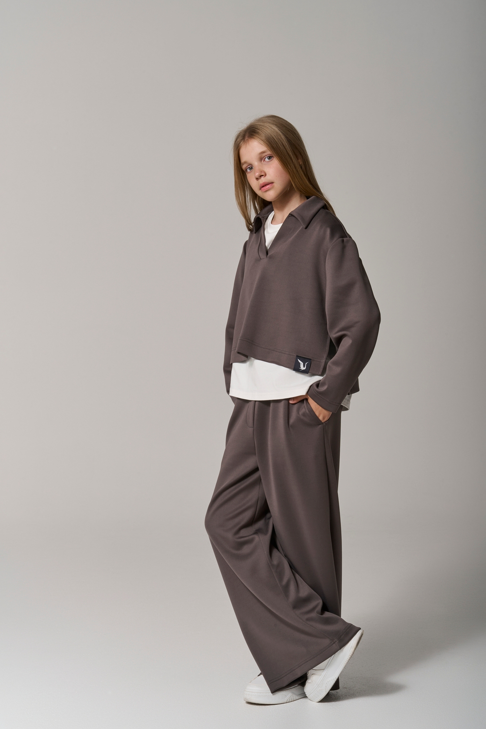 Брюки трикотажные wide leg коричневые