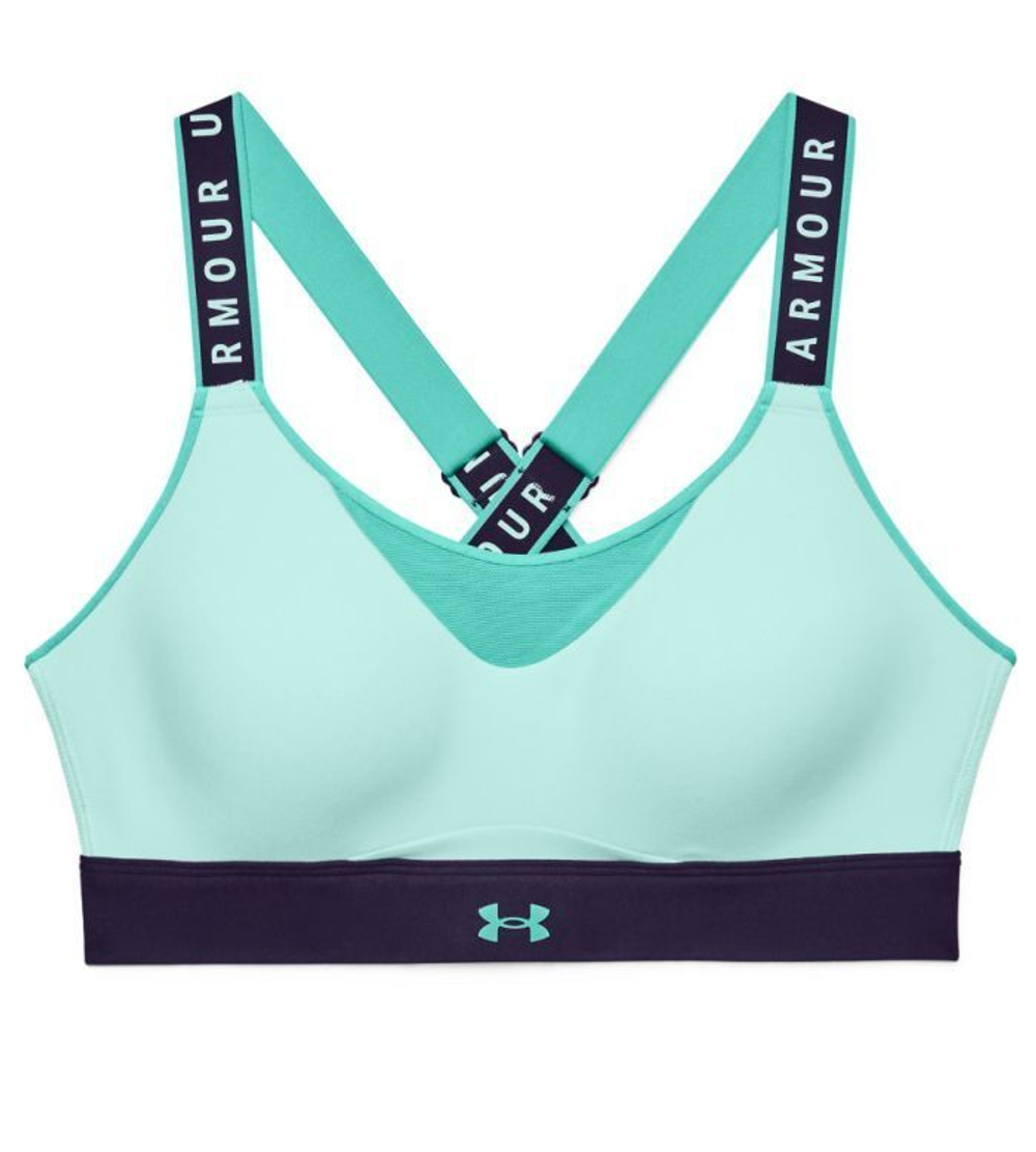 ТОП теннисный Under Armour Women's Infinity High Blocked Sports Bra - sea  mist/purple switch - купить по выгодной цене