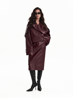 Юбка экокожа в бордовом цвете