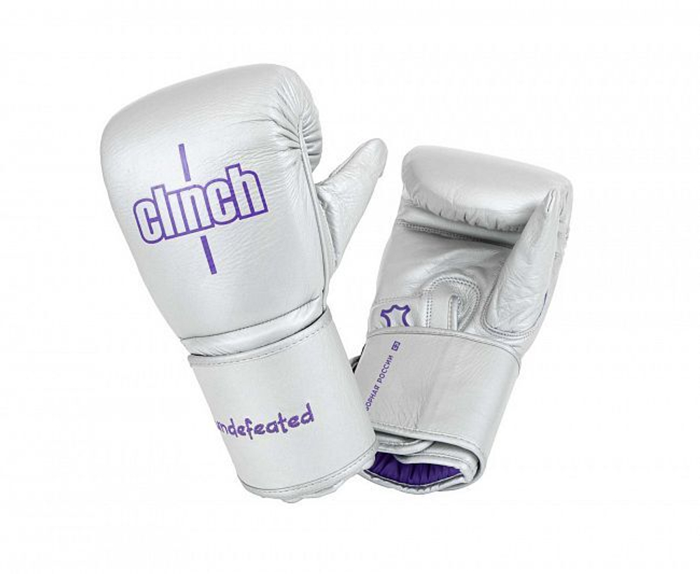Перчатки снарядные Clinch Bag Mitts Undefeated Russian Team серебристые C167RT