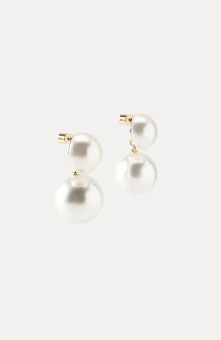ZARA СЕРЬГИ С ДВУМЯ ИСКУССТВЕННЫМИ ЖЕМЧУЖИНАМИ, ОТТЕНОК СЕРОГО