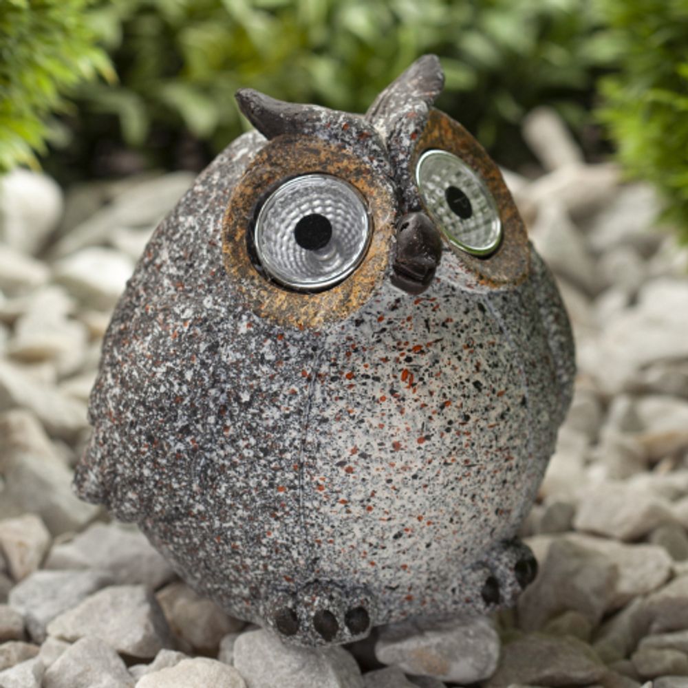 ERAFYS01-08 ЭРА Садовый светильник Сова серая на солнечной батарее, полистоун, 11,5 см | Садовые декоративные светильники