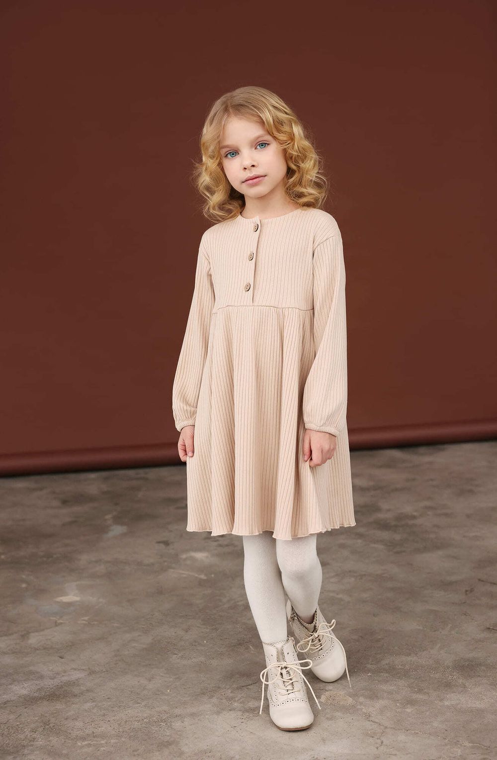 Платье "Беж" в рубчик