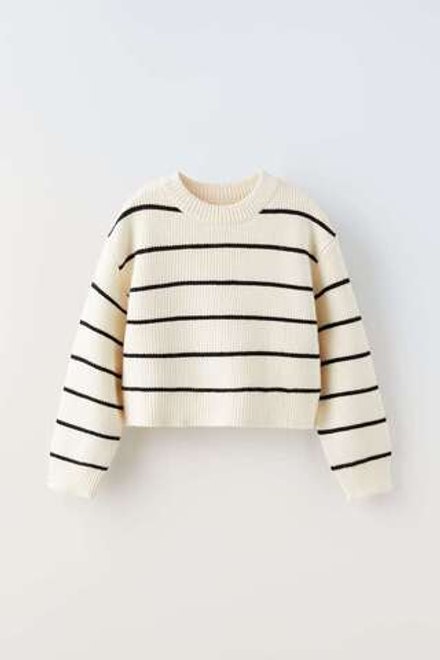 ZARA СВИТЕР В ПОЛОСКУ, ЭКРЮ