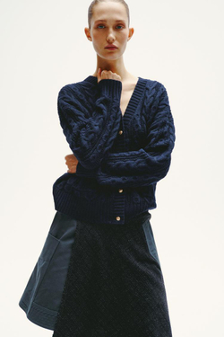 ZARA КАРДИГАН С УЗОРОМ «КОСЫ», МОРСКОЙ СИНИЙ