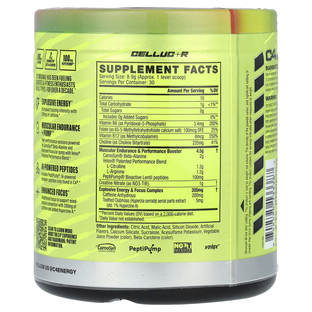 C4 / Cellucor, C4® Original, предтренировочный комплекс, со вкусом арбуза, 267 г (9,4 унции)