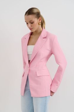 Приталенный жакет со стежкой розового цвета