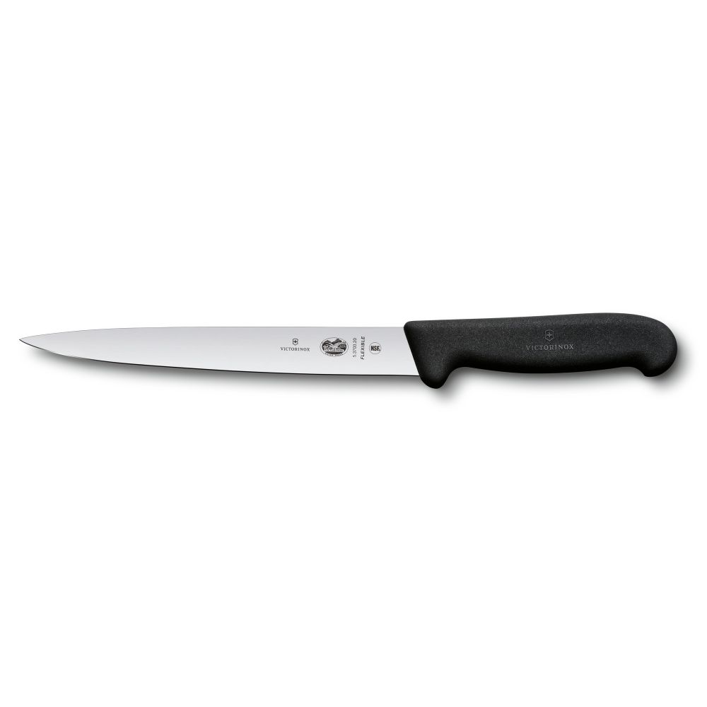 Фото нож филейный VICTORINOX Fibrox с гибким лезвием из нержавеющей стали 20 см и рукоятью из пластика чёрного цвета с гарантией