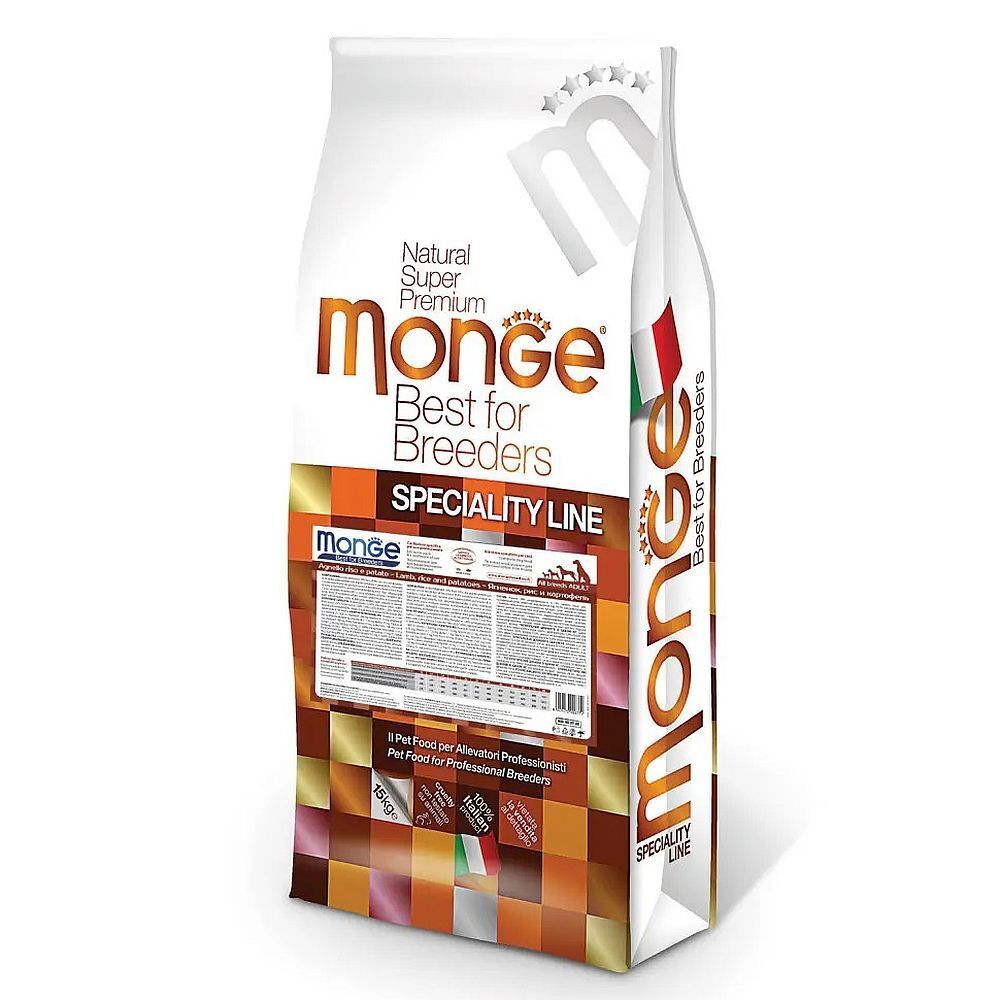 Monge Dog PFB Specialty Monoprotein 25/16 для собак всех пород с ягненком, рисом и кортофелем 15 кг