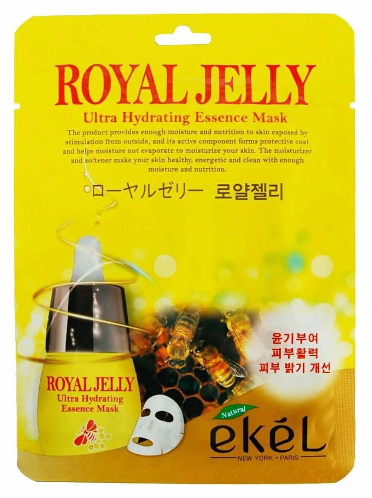 Маска для лица Ekel Royal Jelly тканевая с Пчелиным маточным молочком Ultra Hydrating Essence 25 мл