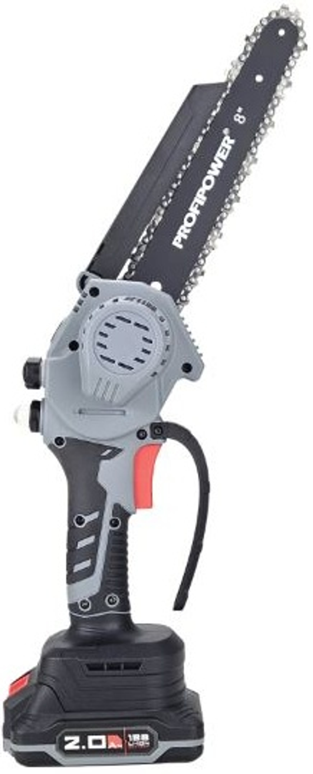 Аккумуляторная бесщеточная цепная пила PROFIPOWER MKGSH-20V (20В,Li-ion-2шт, 2.0Ач, 20см, 8",2шт-цепи,45 звеньев, 0-4800 об/мин, З/У, в коробке)