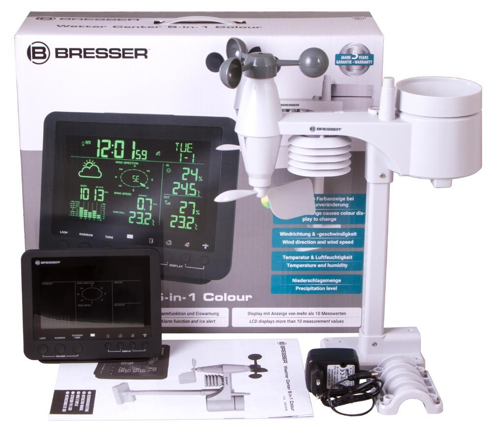 Метеостанция Bresser «5 в 1» с цветным дисплеем, черная