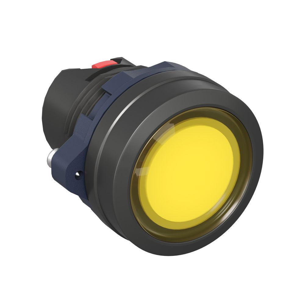 Кнопка плоская прозрачная с  фиксацией, жёлтая