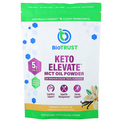BioTRUST, Keto Elevate™, порошок из масла MCT, французская ваниль, 181 г (6,3 унции)