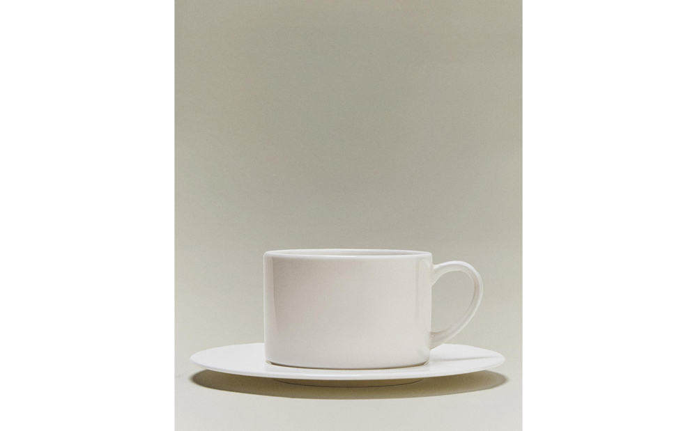 Zara Home чайная пара из костяного фарфора, цвет белый, 17 см