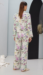 Удобные домашние брюки с цветочным принтом (Размер: XS) (Цвет: молочный)