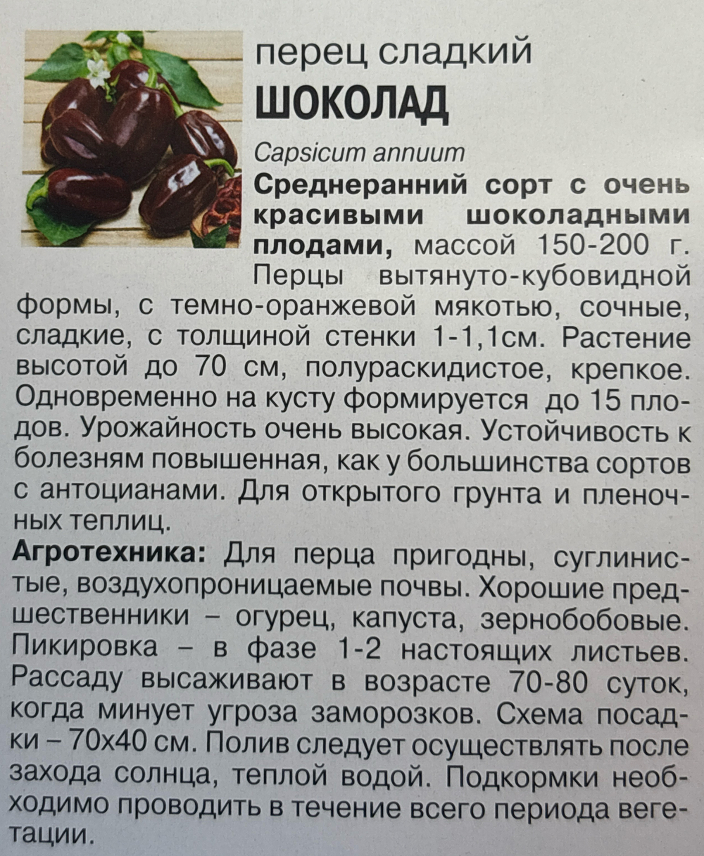 Перец Шоколад, 0,1г., Урожай Удачи СМП-164