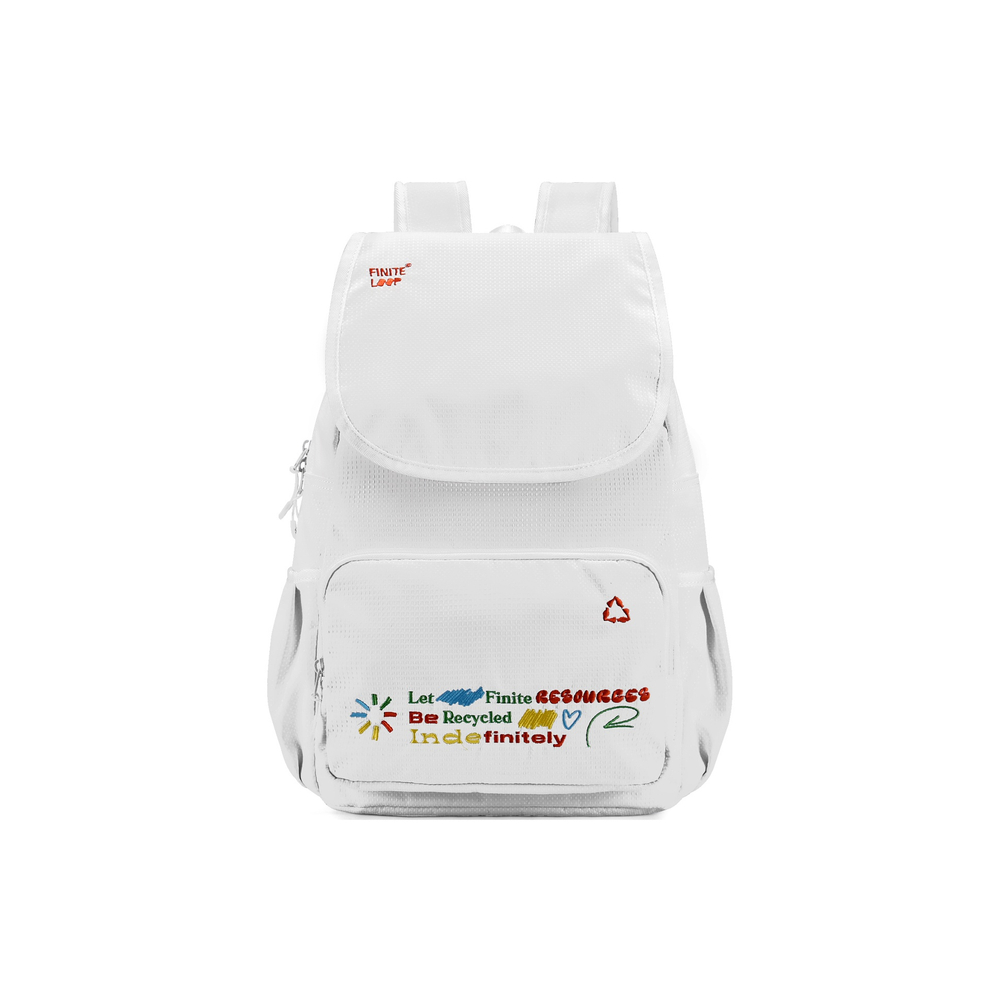 FINITE LOOP Recycled Polyester Backpack Unisex White
