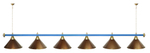 Лампа STARTBILLIARDS 6 пл. (плафоны зеленые,штанга золотая,фурнитура золото)