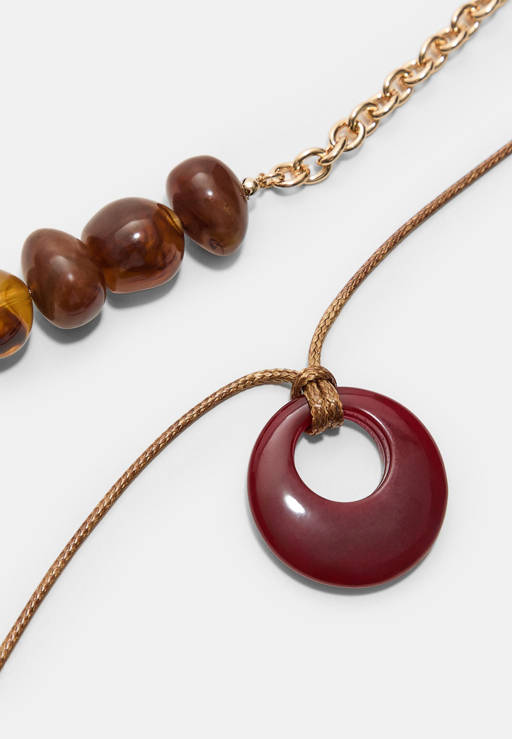 STRADIVARIUS Комплект из 2 ожерелий, горчичный