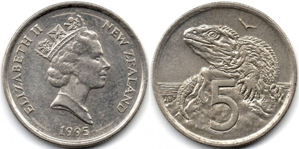 Новая Зеландия 5 центов 1986-1998 XF