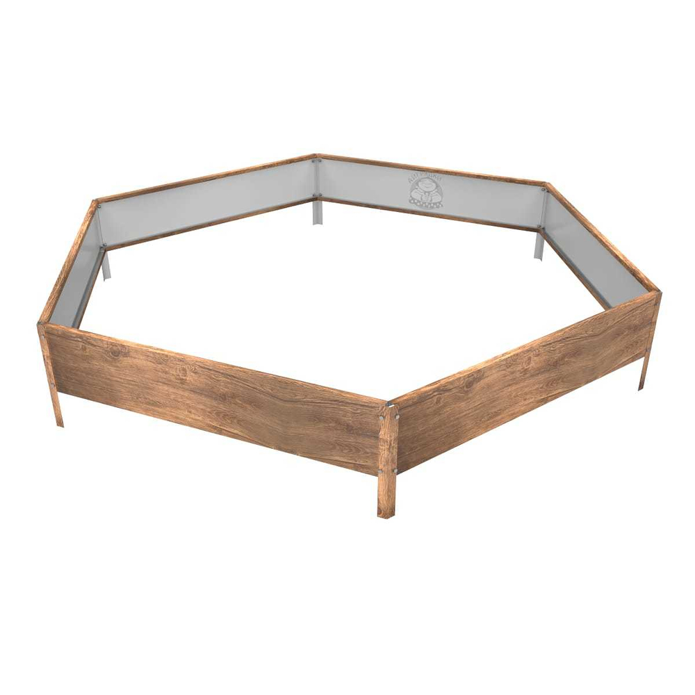 Клумба многоугольная оцинкованная с ножками 1 ярус Темное дерево