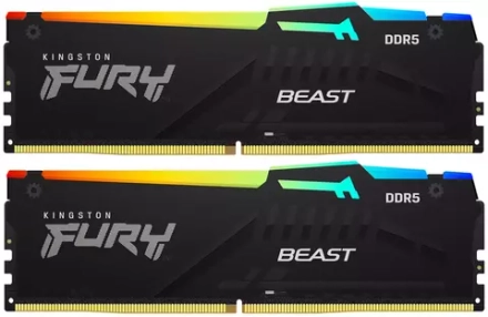 Память оперативная 32GB Kingston FURY Beast RGB, 6000MT/s, DDR5, CL40, DIMM, (Kit of 2) (KF560C40BBAK2-32)