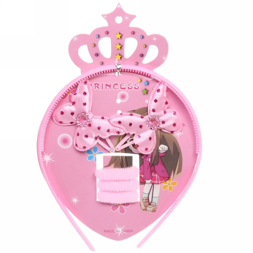 Аксессуары для волос детские «Magic - Бабочки», 3 цвета, (ободок, 3 резинки, 2 заколки), 12,5*20 см