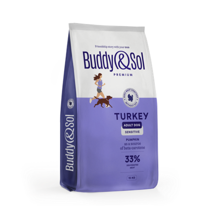 Сухой корм Buddy&Sol PREMIUM SENSITIVE с индейкой для взрослых собак средних и крупных пород 15 кг