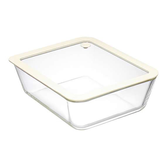 Контейнер для запекания и хранения стеклянный с вакуумным эффектом, 2,6 л, молочный