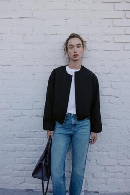 ZARA БОМБЕР ИЗ МЯГКОЙ ТКАНИ, ЧЕРНЫЙ