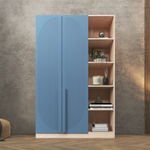 Шкаф Агератум МДФ двухсекционный с стеллажом Сапфир структурный (0,3) G4018-62A матовая - Дуб молочный 8622  150*45*240