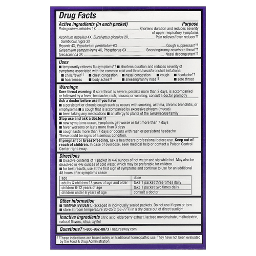 Nature's Way, Sambucus®, средство от простуды и гриппа, горячий напиток из бузины, для детей от 6 лет, лимон, 10 пакетиков по 5,3 г (0,186 унции)