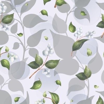 Серые веточки и белые ягоды