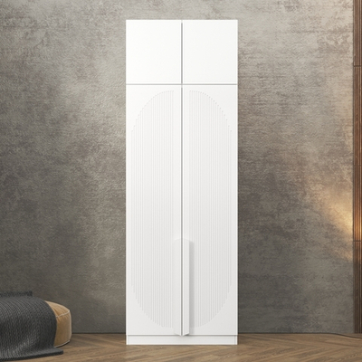 Шкаф Агератум МДФ двухсекционный с антресолью в белой эмали - Белый Фасадный 0101  100*60*220