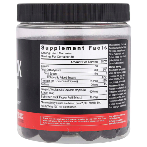 Force Factor, LongJack Tongkat Ali Gummies, жевательные конфеты с ягодным вкусом лимонада, 90 жевательных конфет