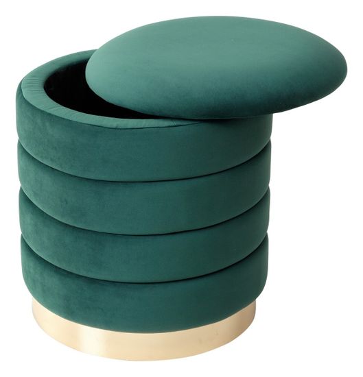Пуф для гостиной ФРЕД зеленый #19, велюр / золотой каркас