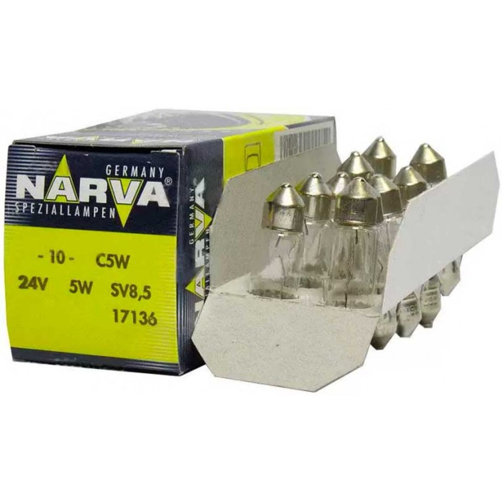 Автолампа C 24- 5W  36мм салон,номерной знак (софитка) Narva (17136)