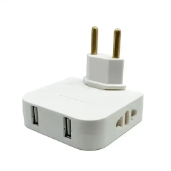 Мощный Медный 4000W-16А поворотный тройник IKEA STYLE для розетки. Вилка-разветвитель-переходник: 2 вилки и 2 USB. Плоский, сетевой адаптер для всех типов вилок: A, C, F. Зарядка для телефона-1шт.