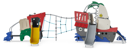 Тема: Океан и Джунгли с сеткой и башенкой, с 2-мя пластиковыми горками