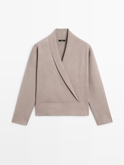 Massimo Dutti Двубортный вязаный свитер, серый