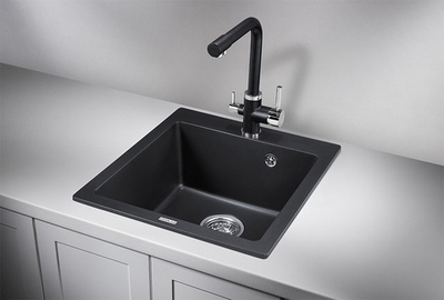 Granula 4651, ШВАРЦ (чёрный металлик), кухонная мойка, кварц