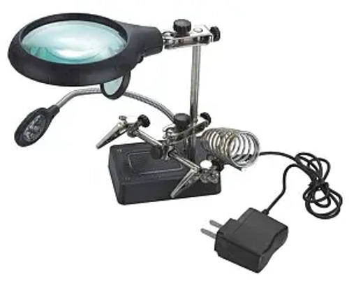 Лупа Kromatech настольная 2,5x/7,5x/10x, 34/90 мм, с держателем и подсветкой (5 LED) MG16129-С