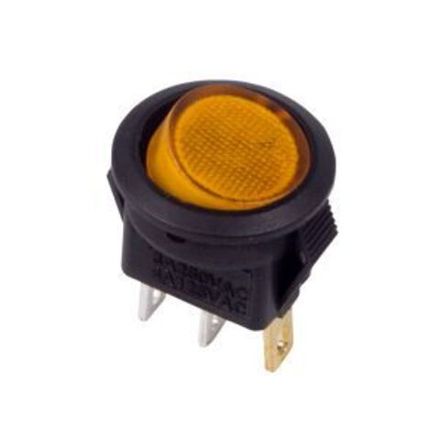 Выключатель клавишный круглый 250В 3А (3с) ON-OFF желтый с подсветкой Micro REXANT